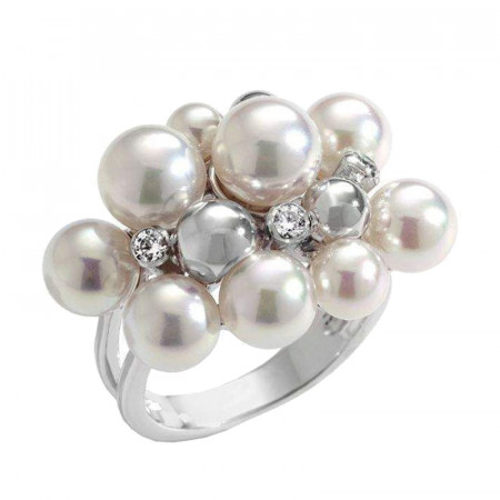Ženski majorica bubbles beli biserni srebrni prsten 7 mm 55 mm ( 10553.01.2 915.700.1 )