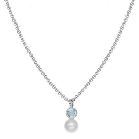 Ženski victoria cruz amalia pearl aquamarine lančić sa swarovski plavim kristalom ( a3947-10hg )