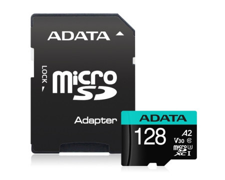 A-Data UHS-I U3 MicroSDHC 128GB V30S class 10 + adapter AUSDX128GUI3V30SA2-RA1 - Img 1