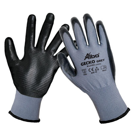 Albo Gecko grey bl zaštitne rukavice, rebrasti nitril, sivo-crne veličina 10 ( 1010430214370100 ) - Img 1