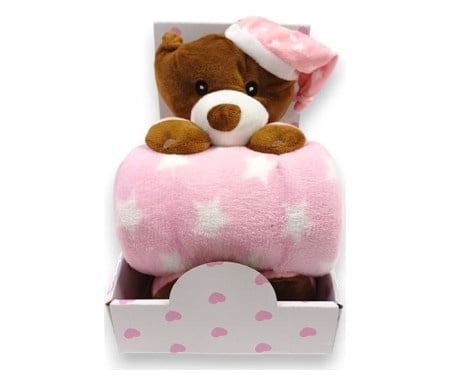 Bbo b200003 set igračka + ćebence sleeping bear - pink ( B200003-3 )