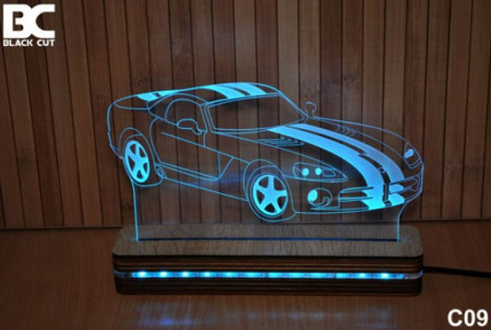 Black Cut 3D Lampa jednobojna - Corvette ( C09 )