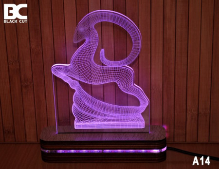 Black Cut 3D Lampa sa 9 različitih boja i daljinskim upravljačem - Divokoza ( A14 )