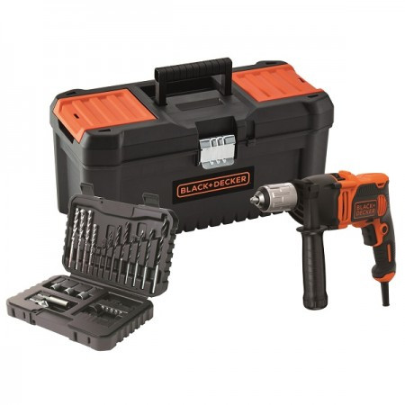 Black+Decker udarana bušilica 850w brzostezna glava 13 mm + kofer + pribor ( BEH850KA32 ) - Img 1