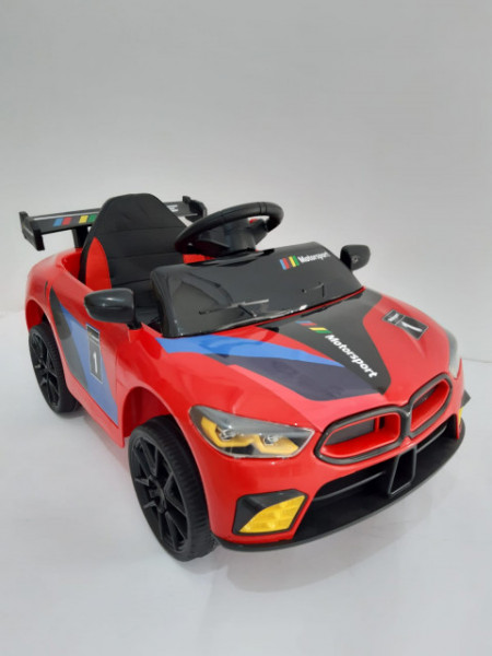 BMW MOTO SPORT - Crveni Auto na akumulator sa kožnim sedištem + funkcija ljuljanja - Img 1