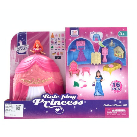 Boneca, lutka, set, bal za princeze, pink haljina, Role play princess ( 858380 ) - Img 1
