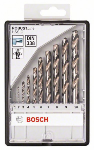Bosch 10-delni robust Line set burgija za metal HSS-G, 135° 1 2 3 4 5 6 7 8 9 10 mm, 135° ( 2607010535 ) - Img 1