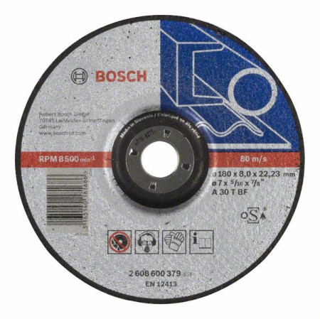 Bosch brusna ploča ispupčena expert for metal A 30 T BF, 180 mm, 8,0 mm ( 2608600379 ) - Img 1