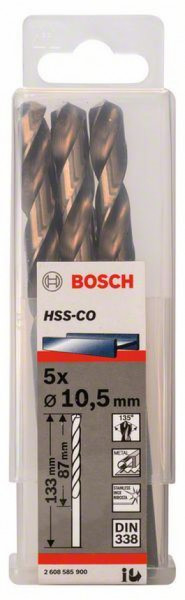 Bosch burgija za metal HSS-Co, DIN 338 10,5 x 87 x 133 mm, 1 komad ( 2608585900. ) - Img 1