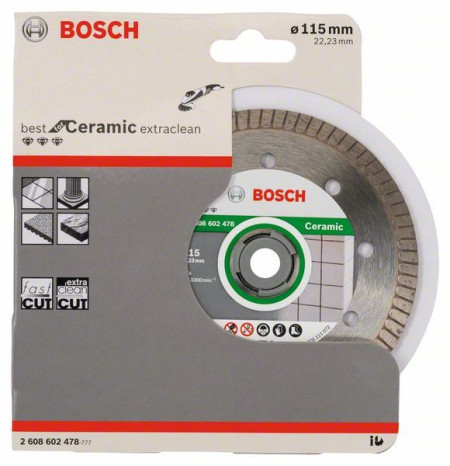 Bosch dijamantska rezna ploča best for ceramic extra-clean turbo 115 x 22,23 x 1,4 x 7 mm ( 2608602478 ) - Img 1