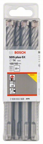 Bosch hamer burgija SDS plus-5X 14 x 100 x 160 mm, 1 komad ( 2608833908. ) - Img 1