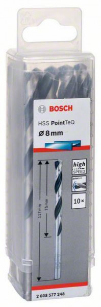 Bosch HSS spiralna burgija PointTeQ 8,0 mm ( 2608577248 ) - Img 1
