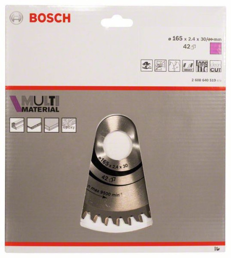 Bosch list kružne testere multi material 165 x 30 x 2,4 mm 42 165 x 30 x 2,4 mm 42 ( 2608640519 )