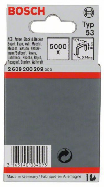 Bosch spajalica od tanke žice tip 53 11,4 x 0,74 x 6 mm ( 2609200209 )