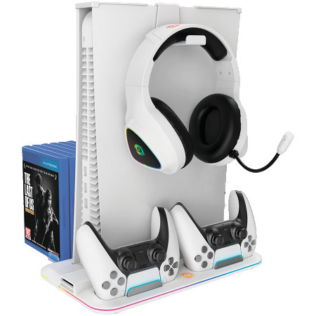 Canyon CS-5, PS5 charger stand, with RGB light white ( CND-CSPS5W )