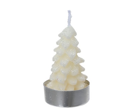 Dekordom novogodišnja dekoracija - candle paraffin tree 9cm 740972 - wool white - kmg ( 043391 )-1