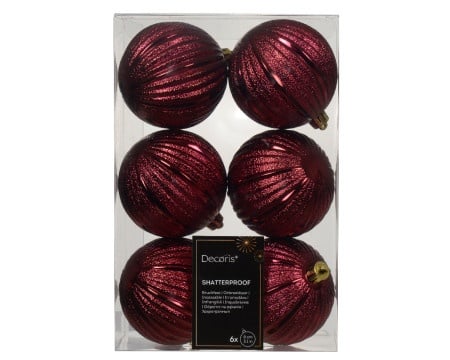 Dekordom novogodišnja dekoracija - hanging bauble set 6pcs 8cm 021044 - oxblood - kmg ( 043289 )