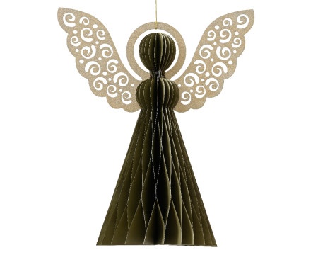 Dekordom novogodišnja dekoracija - hanging paper angel 20cm 709261 - green - kmg ( 043387 )-1