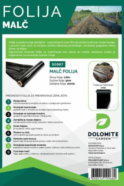 Dolomite malč folija 0.8 x 50m 20mic ( 50997 )