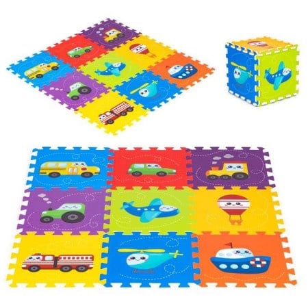 EcoToys Podloga za igru puzzle vehicles 9 elemenata 86x86cm iplay ( 392 )