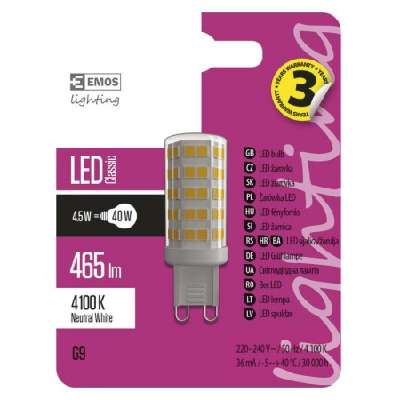 Emos led sijalica classic jc a++ 4.5w g9 nw zq9541 ( 1769 ) - Img 1