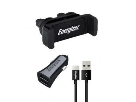 Energizer Max Universal Car Kit 2USB+USB-C Cable Black ( CKITB2CC23 ) - Img 1