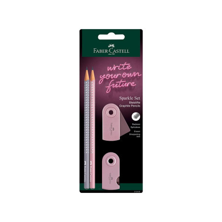 Faber Castell grafitna olovka FC sparkle set polyblister 2 graf. ol + rezač +gumica rose shadows 218480 ( E476 ) - Img 1