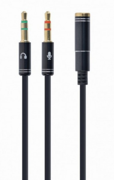 Gembird 3.5mm headphone mic audio Y splitter cable female to 2x3.5mm male adapter, metal CCA-418M - Img 1