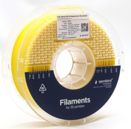 Gembird 3DP-PETG1.75HY-01-Y PETG filament velike brzine za 3D stampac 1.75mm, kotur 1KG YELLOW