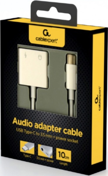 Gembird A-CM-3.5FP-01 USB type-C plug to stereo 3.5 mm audio adapter cable, with extra power socket