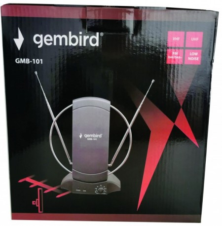 Gembird antena sobna sa pojacalom, UHF/VHF, dobit 25dB, 220v + 12V crna (721) GMB-101 **