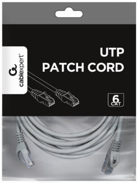 Gembird PP6U-CU-5M Mrezni kabl, CAT6 BAKARNI UTP Patch cord 5m grey