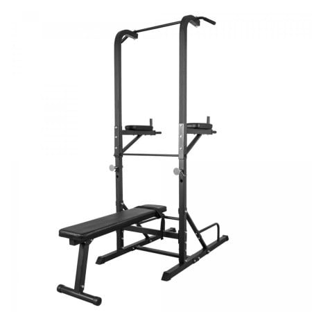 Gorilla Sports Power tower sprava sa ravnom klupom (crna) ( 100797-00019-0001 )