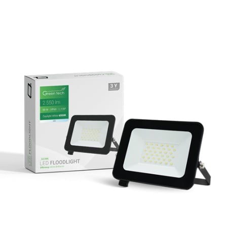 Green tech led reflektor 30w 6500k 2550lm ip65 crni ( ALX-30BK )