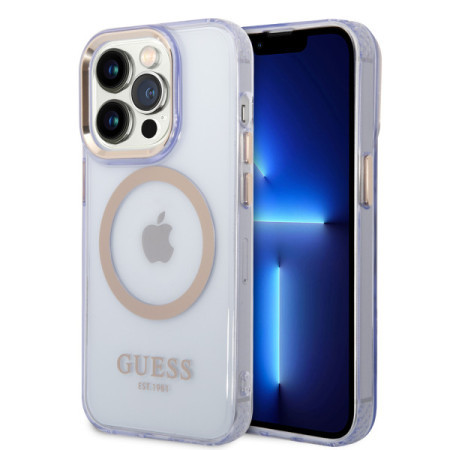 Guess futrola za iPhone 14 pro gold outline translucent purple MagSafe ( GUHMP14LHTCMU ) - Img 1