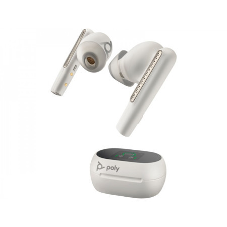 HP poly voyager free 60+ UC M white sand earbuds +BT700 USB-C adapter + touchscreen charge case ( 7Y8G8AA )