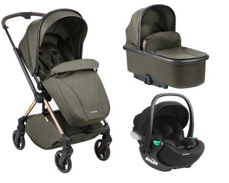 Kikka Boo Kolica Lanah 3in1 premium set sa autosedištem I-Trail I-size i tvrdom korpom Army Green ( KKB21148 PRSET )