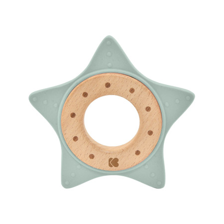 KikkaBoo drvena igračka sa silikonskom glodalicom star mint ( KKB22059 )