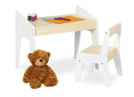 Kinder home drveni dečiji sto i stolica za učenje beli ( TF-5755 )