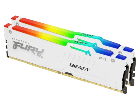 Kingston 64gb(2x32gb)/dimm/ddr5/5600mhz/cl40/fury beast white rgb xmp memorija ( KF556C40BWAK2-64 )