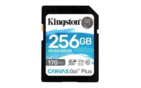 Kingston SDG3/256GB class 10 170Mbs/90MBs A2 SD Card 256GB ž