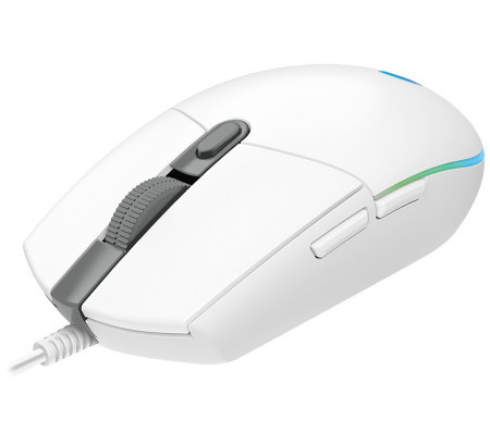 Logitech G203 lightsync gaming wired mouse, white USB