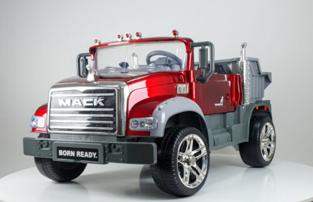 Mack Granite model 266-1 Licencirani Kamion za decu sa kožnim sedištem i mekim gumama - Metalik Crveni - Img 1