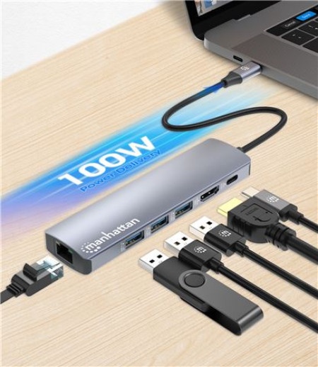 Manhattan USB-C PD 6-in-1 4K Multiport Hub ( 0001366836 )