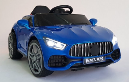 Mercedes 919 - Plavi Auto na akumulator sa kožnim sedištem i mekim gumama + funkcija ljuljanja