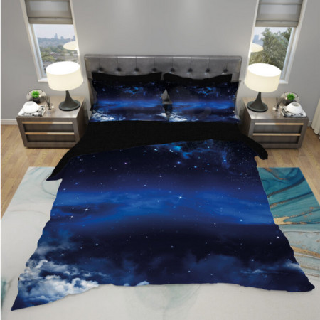 Mey home posteljina sa motivom zvezdanog neba 3d 200x220cm indigo-crna ( 3D-1360 )