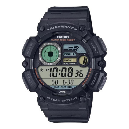 Muški casio crni digitalni sportski ručni sat sa crnim silikonskim kaišem ( ws-1500h-1avef )