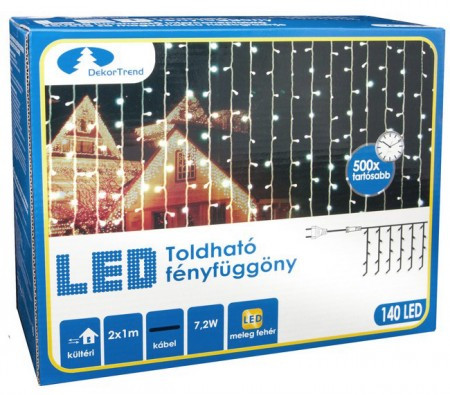 Nastavljiva LED svetlosna zavesa 140 kom, hladn bela 2 x 1 m spoljašnja upotreba ( KDK 013 ) - Img 1