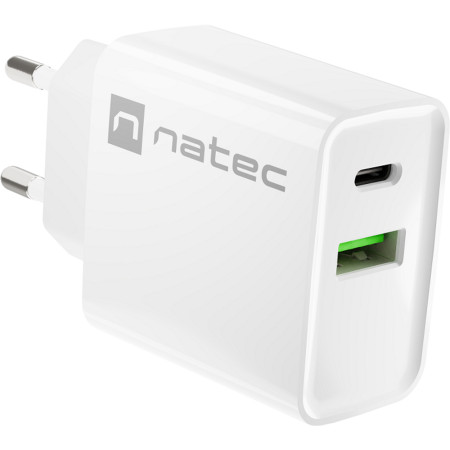 Natec ribera USB type-c type-a charger, QC3.0 & PD3.0, 3A 20W, White ( NUC-2061 )