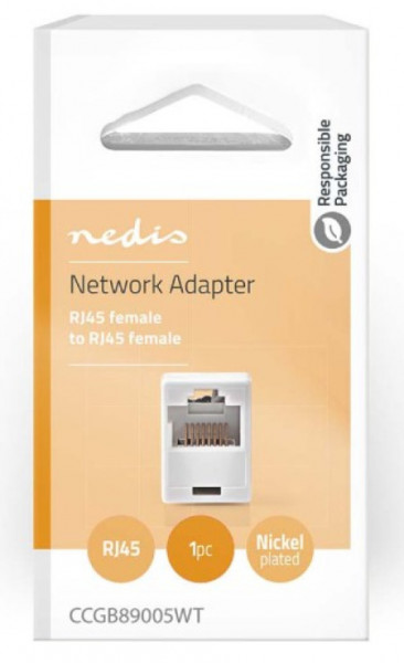 Nedis CCGB89005WT network coupler, CAT5, Unshielded, RJ45 female, straight, ABS